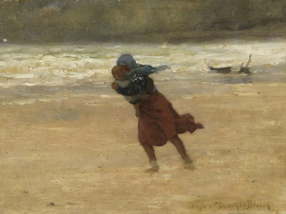 Madre e figlio sulla spiaggia